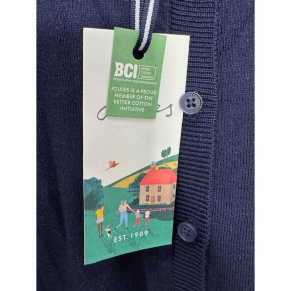 NWT Joules Womens Size 14 Navy Cotton Duck Umbrella Cardigan With Yellow Trim - Picture 5 of 13